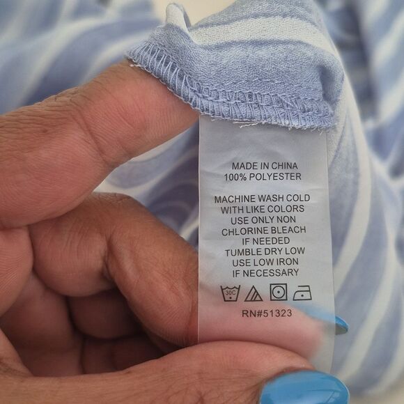 Vince Camuto Blue and White Striped Top - Picture 13 of 16